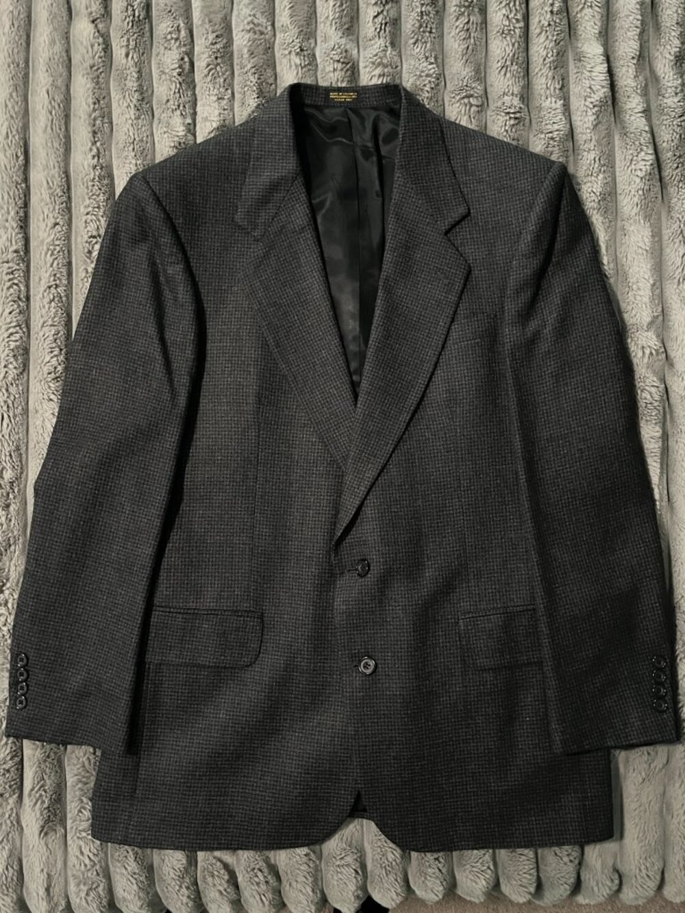 Oscar de la Renta WOOL Houndstooth Sport Coat Sports Jacket Blazer CHARCOAL 43L